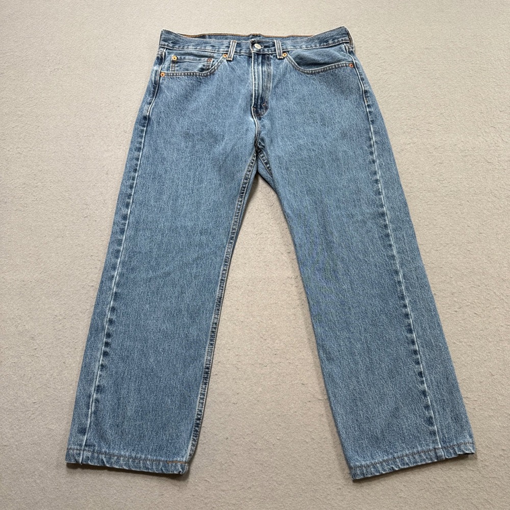 Levi's 505 Jeans Mens 34x26 Blue Denim Straight Leg High Rise Medium Wash Cotton